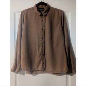 The Kooples Jeans | Men's Skull Button Fitted Shirt In Brown Tencel Blend